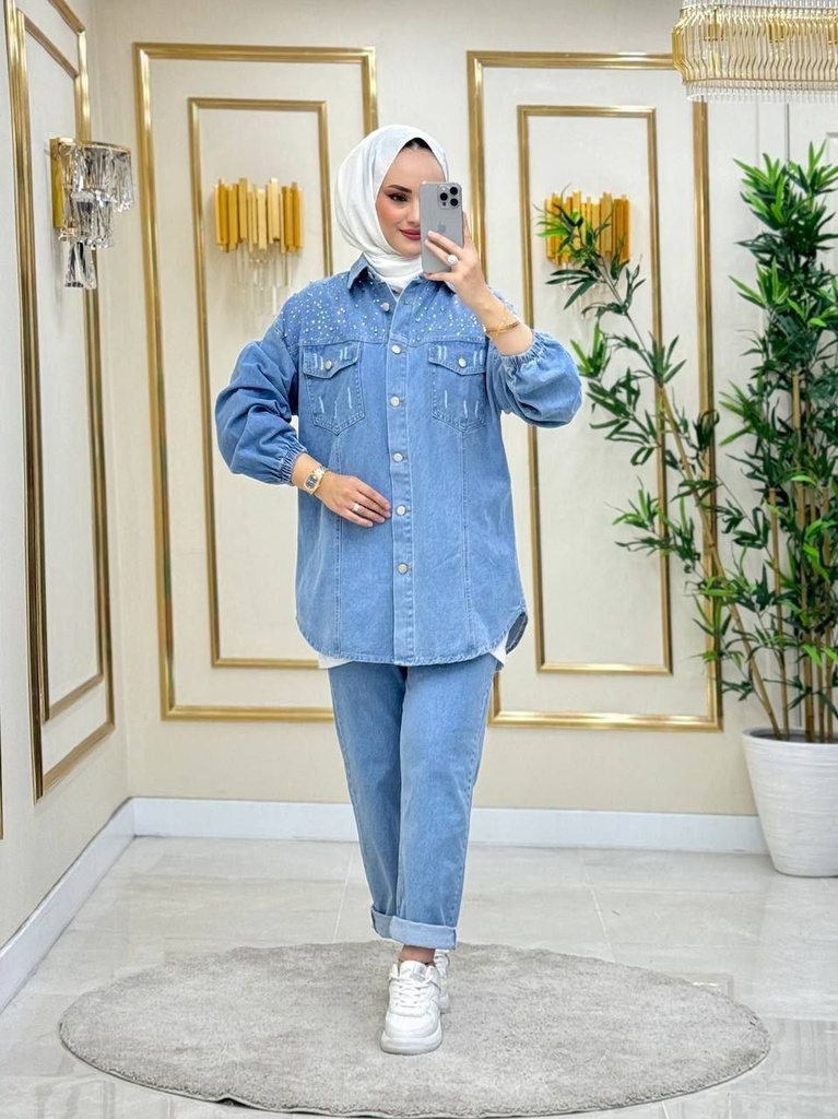 Tracksuit Set Jeans Gray 