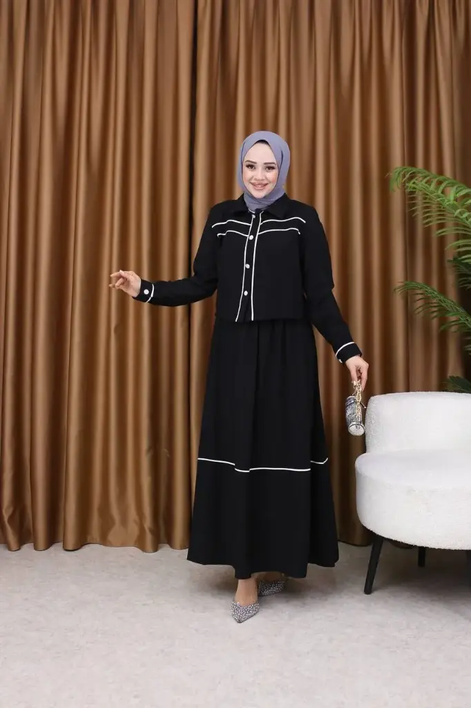 Tracksuit Set blouse with skirt Black